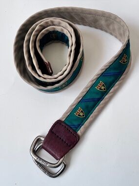 2007 Rugby Collegiate Beige Green D-Ring Belt Size M